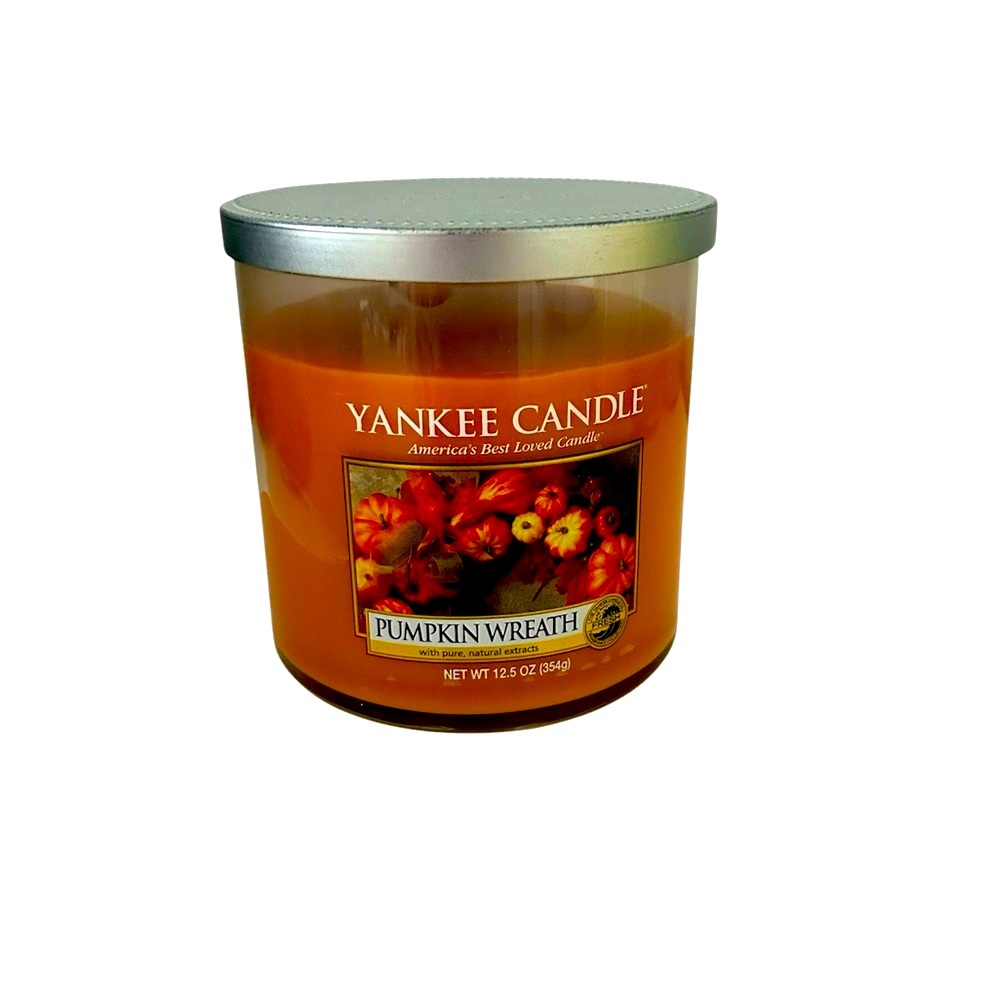 NWT 3wick Yankee Candle Pumpkin Wreath